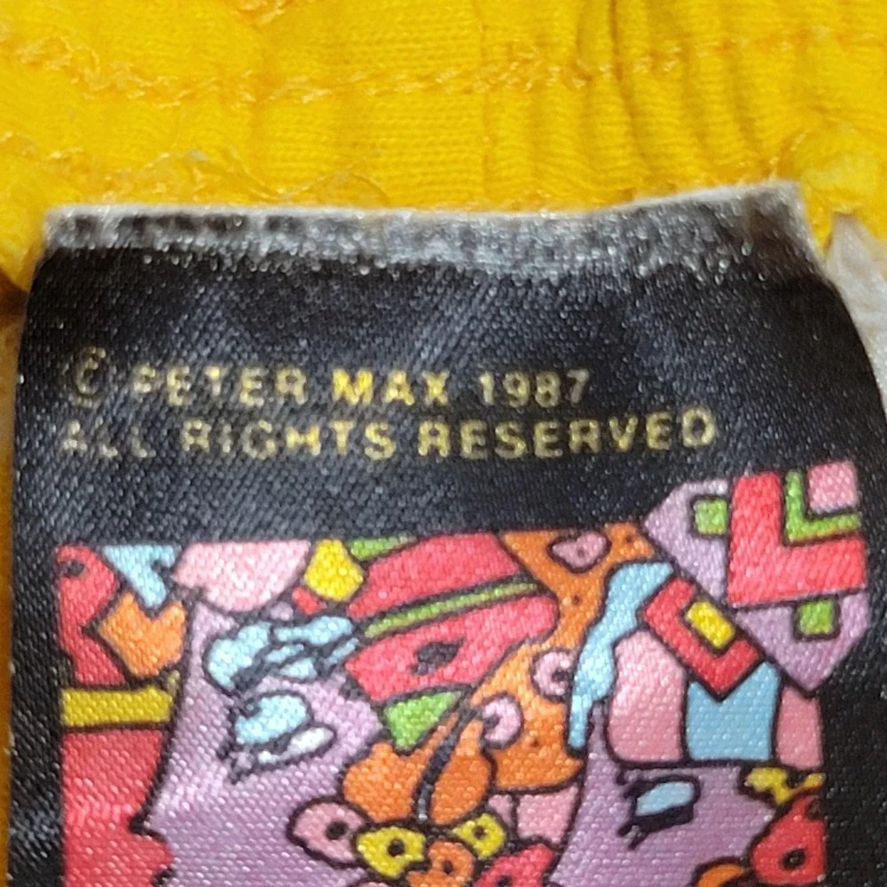 Vintage Peter Max Sweat Pants Mens Medium Yellow Neo Max Art 1980s USA